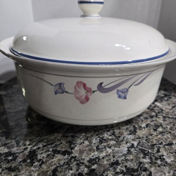 Lenox Other - Lenox Chinastone GLORIES ON GREY Casserole Dish with Lid 9 5/8" BEAUTIFUL